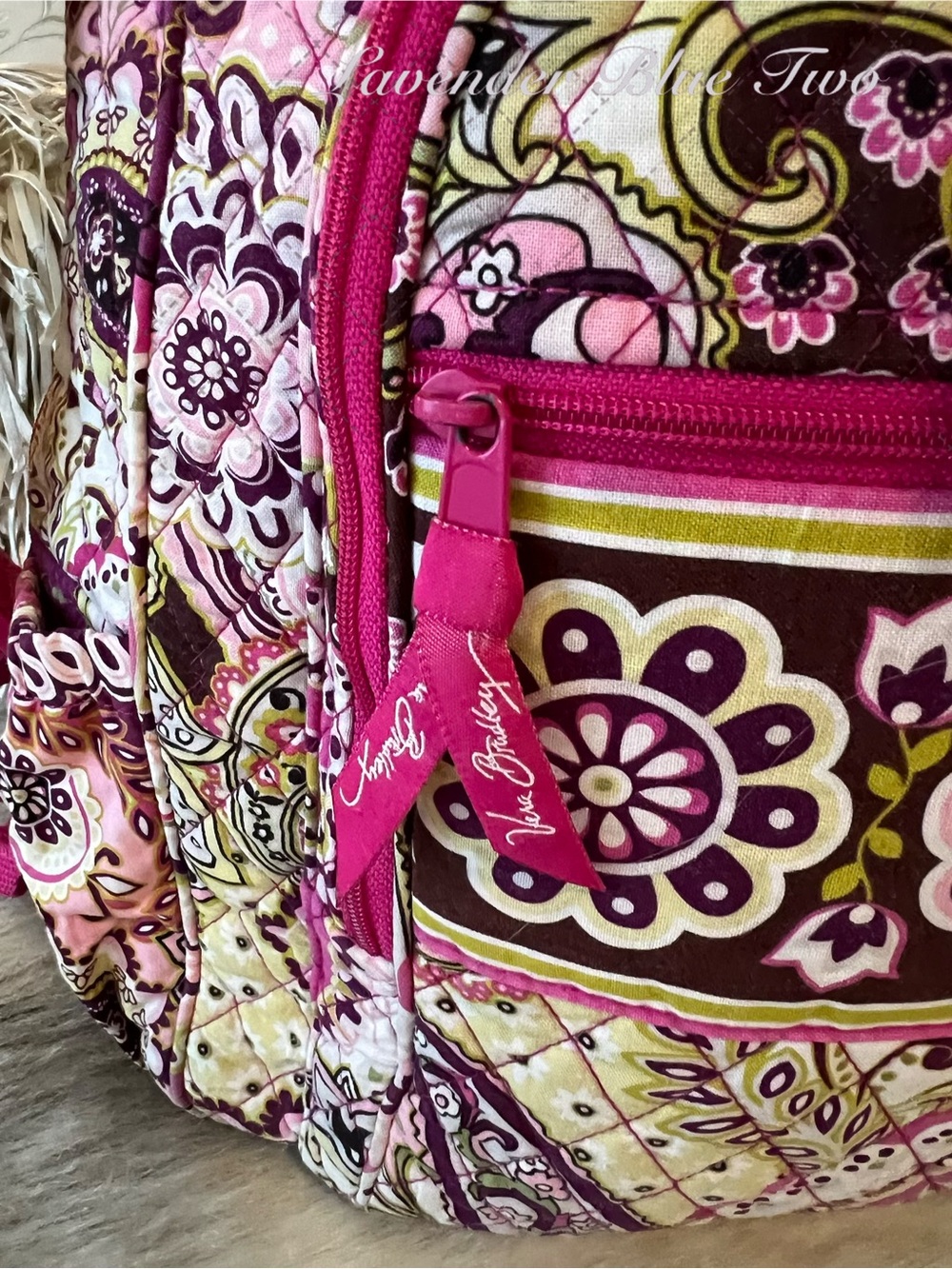 VERA BRADLEY Very Berry Paisley 2010 Essential Backpack Pink Purple Y2K Padded - Picture 3 of 17